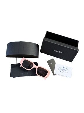 Prada Pink Rectangle Sunglasses with Black Lenses